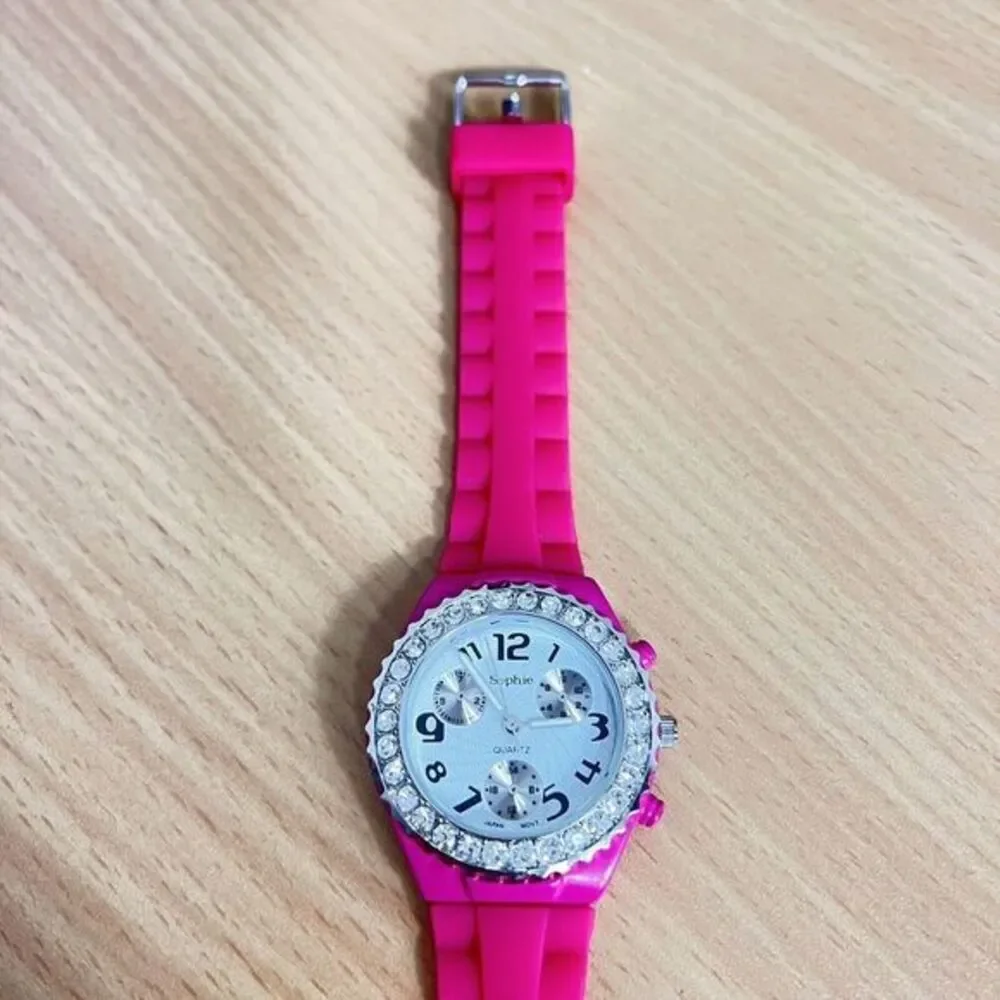 SOPHIE Women's Wristwatch Pink/White‎ Silicone Band Japan Movt Rhinestones